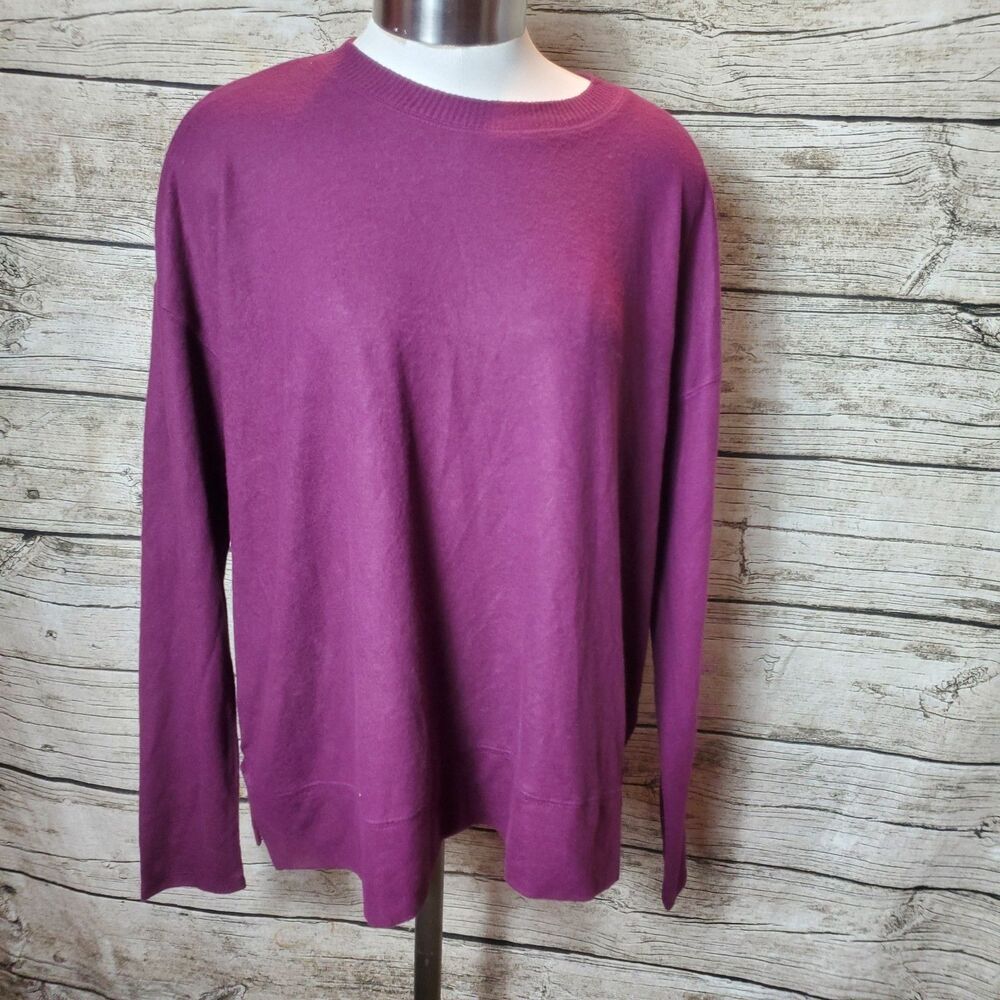 Lucky Brand sz M Cozy Crewneck Knit Sweater potent purple NWT